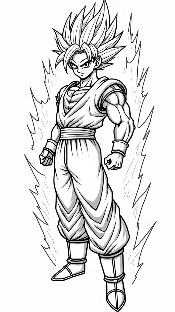 Página para colorear de Goku Super Saiyan